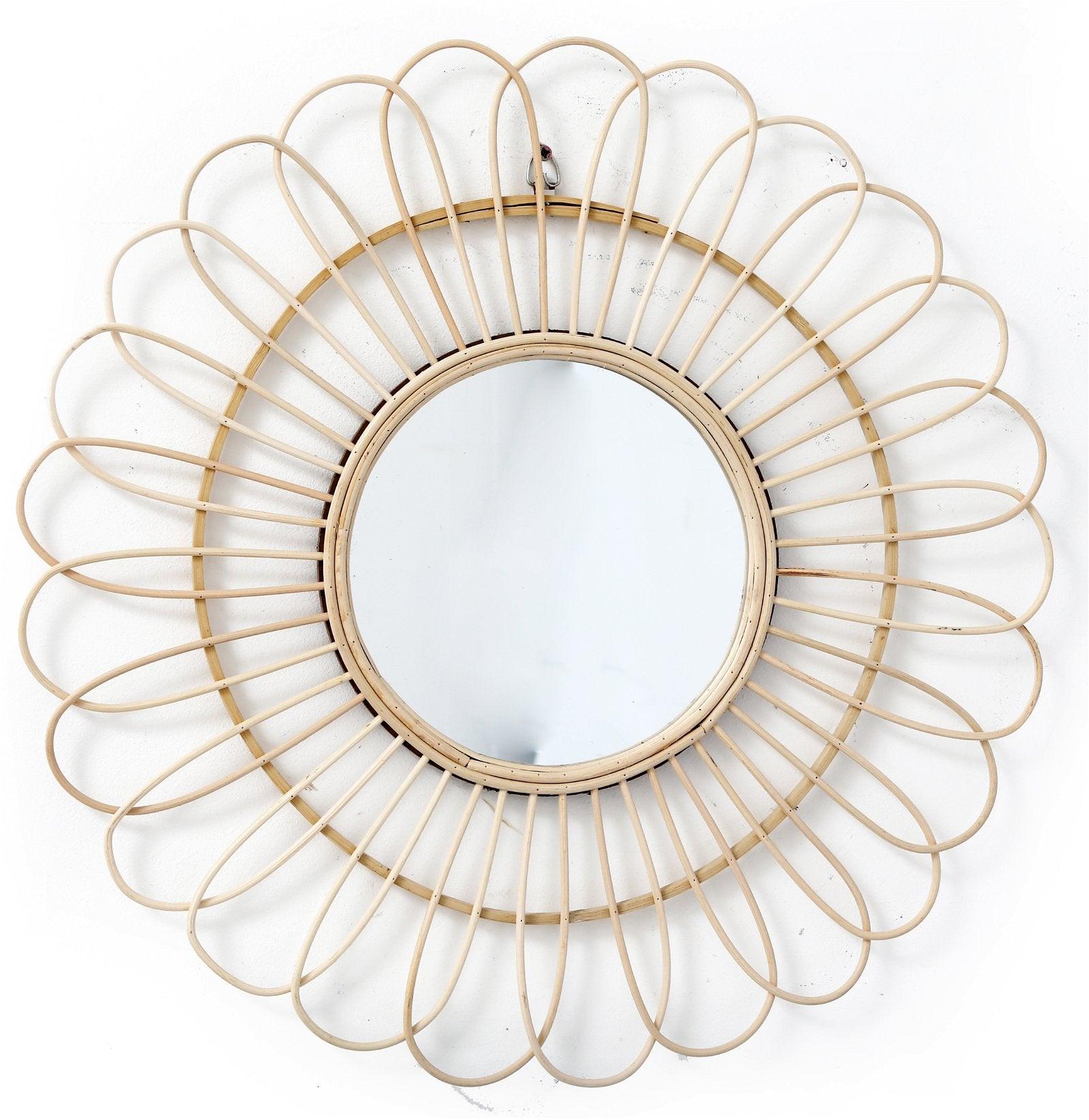 Rattan round store mirrors