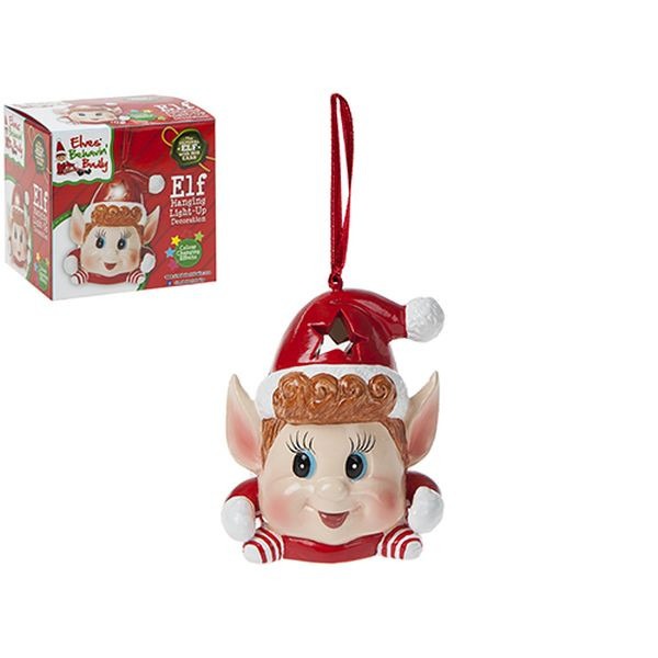 3 Inch Elf Ornament With 3 Col        Changing Light In Printed Box