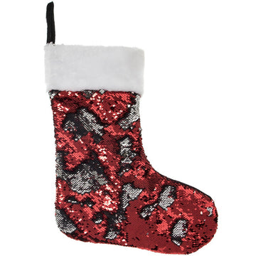 Sequin Stocking Red/Silver