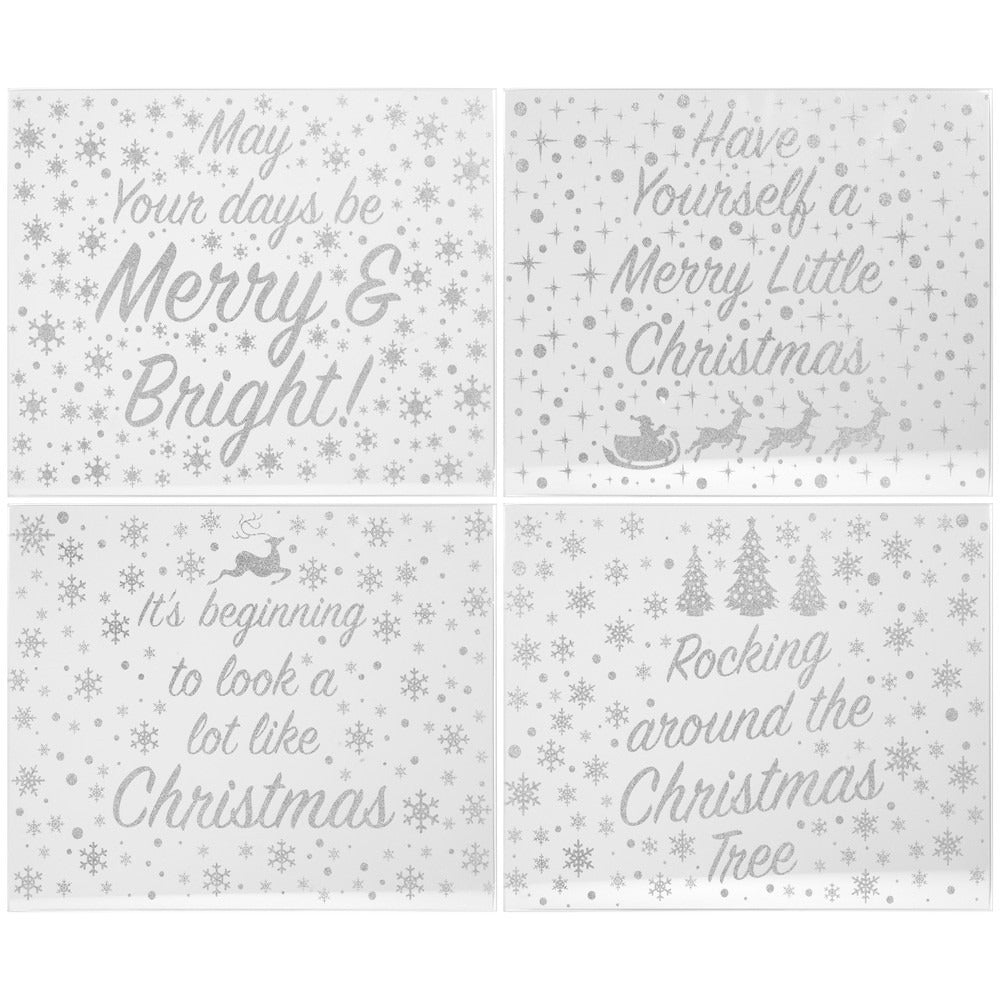 Silver Glitter Xmas Placemats Set of 4