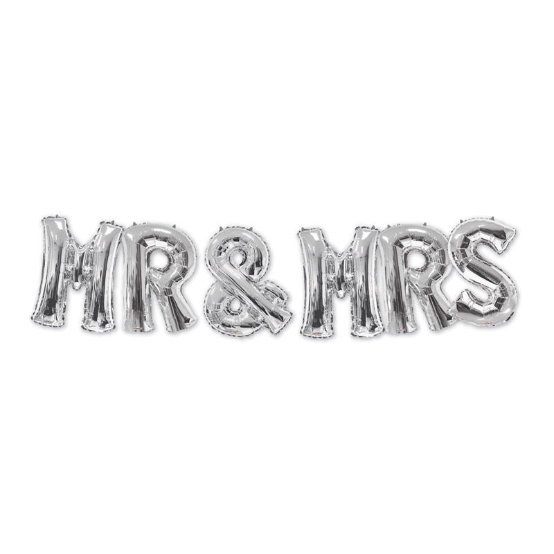 Mr & Mrs Silver Balloon Bouquet