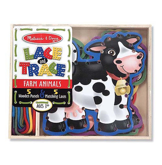 Farm Animal Wooden Panels &amp; Laces by Melissa and Doug