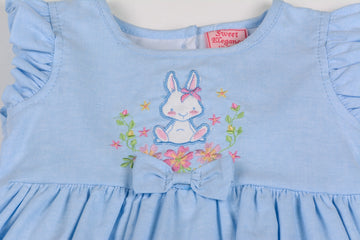 Sweet Elegance Chambray Lined Bunny Dress with Pant and Headband (1-2 Years)