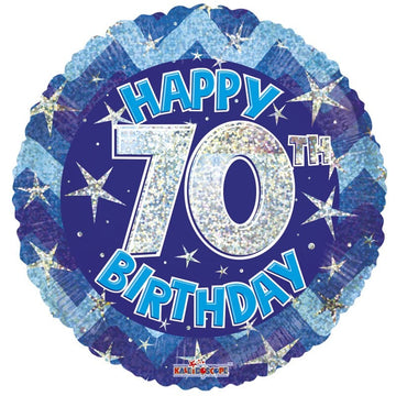 Blue Holographic Happy 70th Birthday Balloon (18 inch)