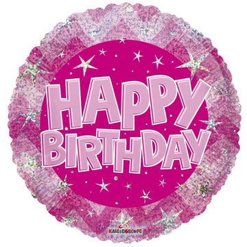 Pink Holographic Happy Birthday Balloon (18 inch)