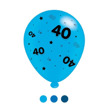 Age 40 Blue Mix Latex Balloons (6 Packs)