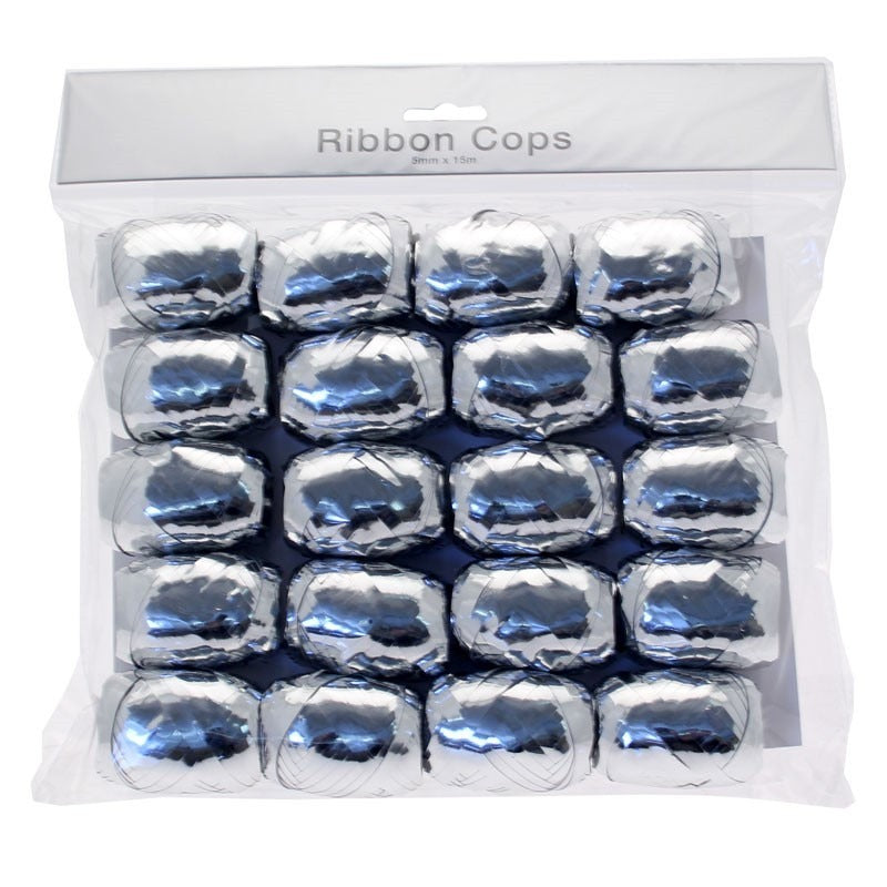 Metallic Silver Ribbon Cops Bulk Pack