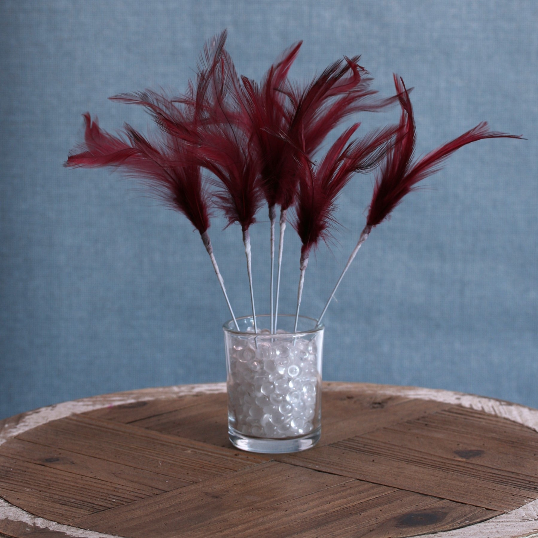 Burgundy Narrow Fluff Feathers (6 Pack)