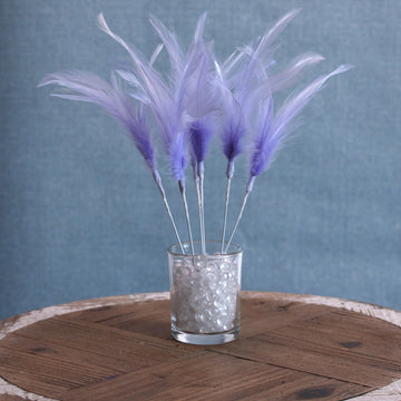 Light Purple Narrow Fluff Feathers (6 Pack)