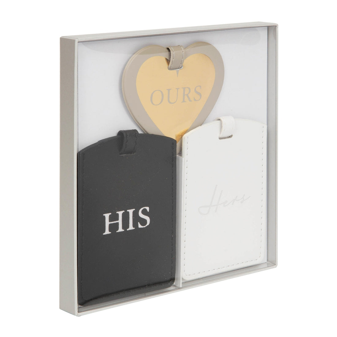 Set Of 3 Leatherette His  Hers and Ours Luggage Tags