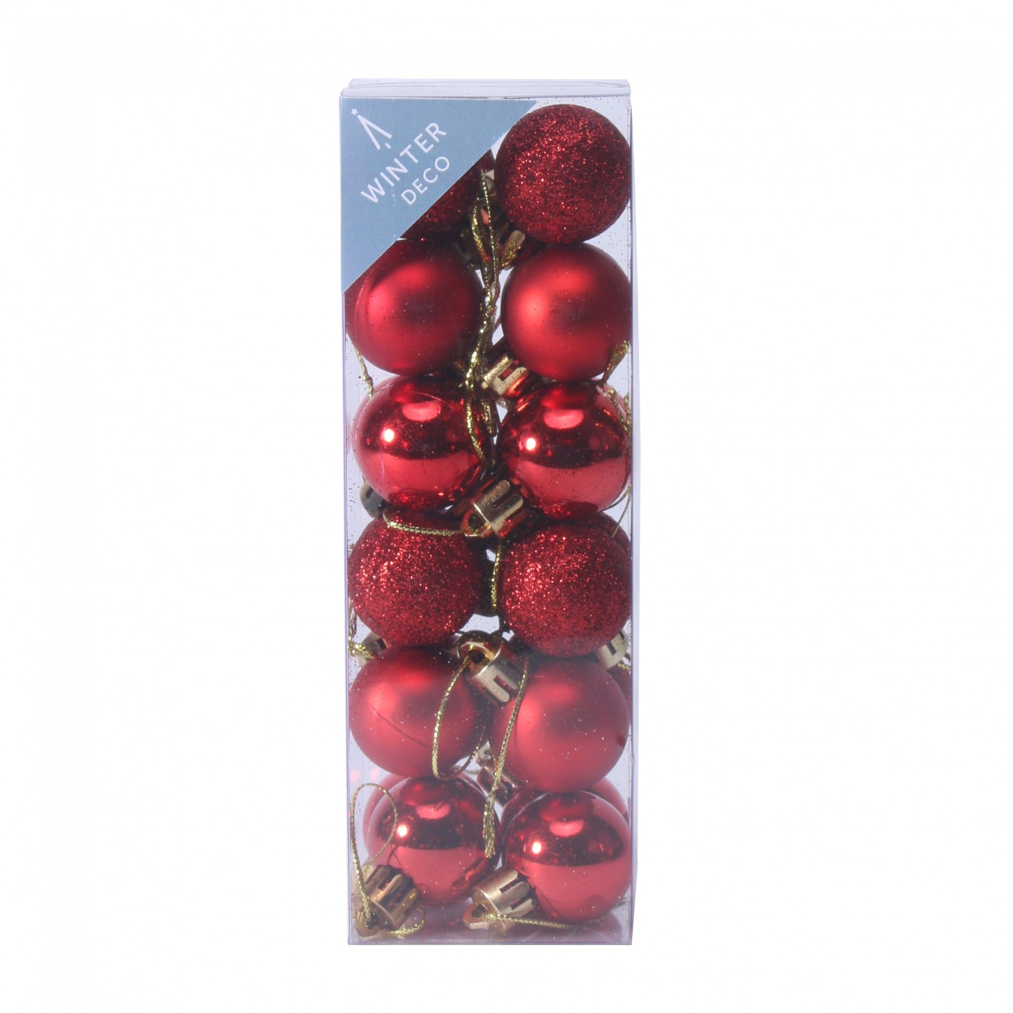 3cm Red Shatterproof Baubles (x24)