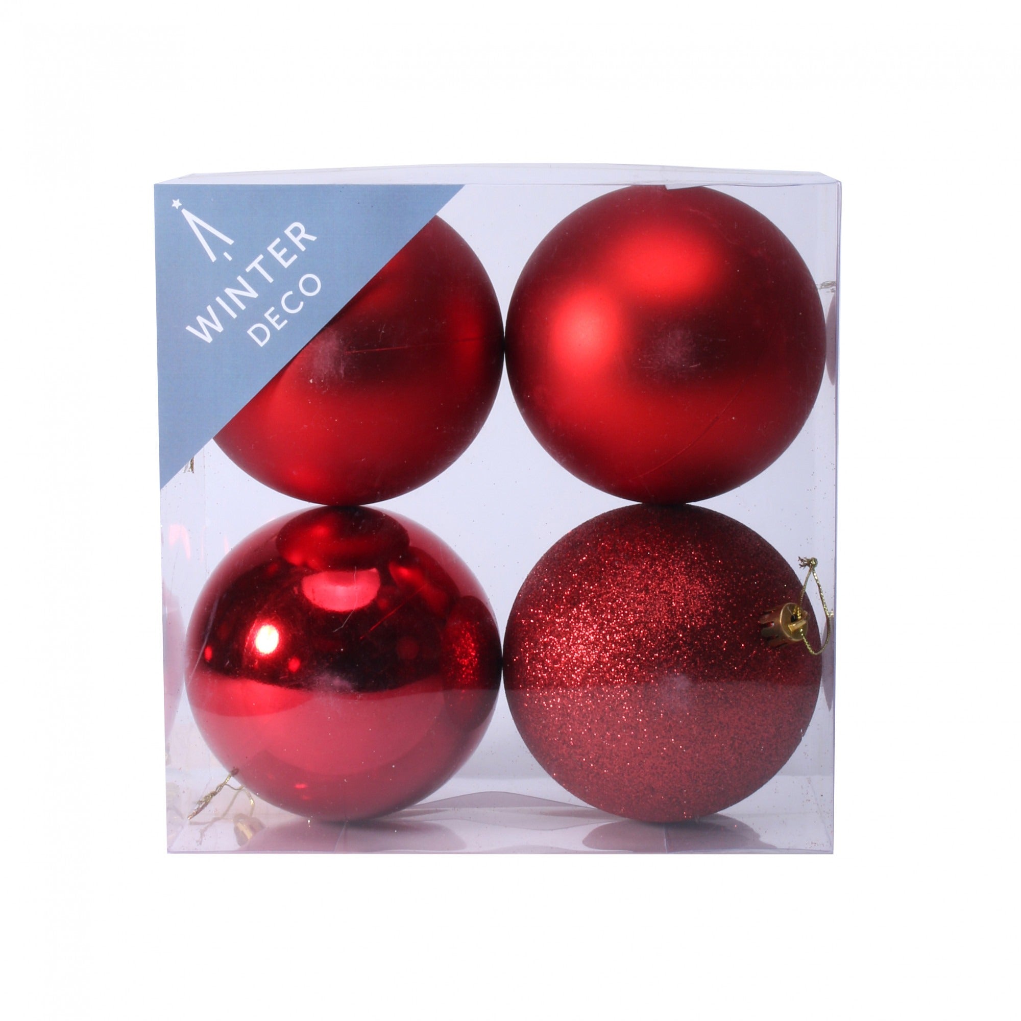 10cm Red Shatterproof Baubles (x4)