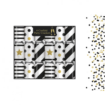 6 Monochrome Confetti Crackers