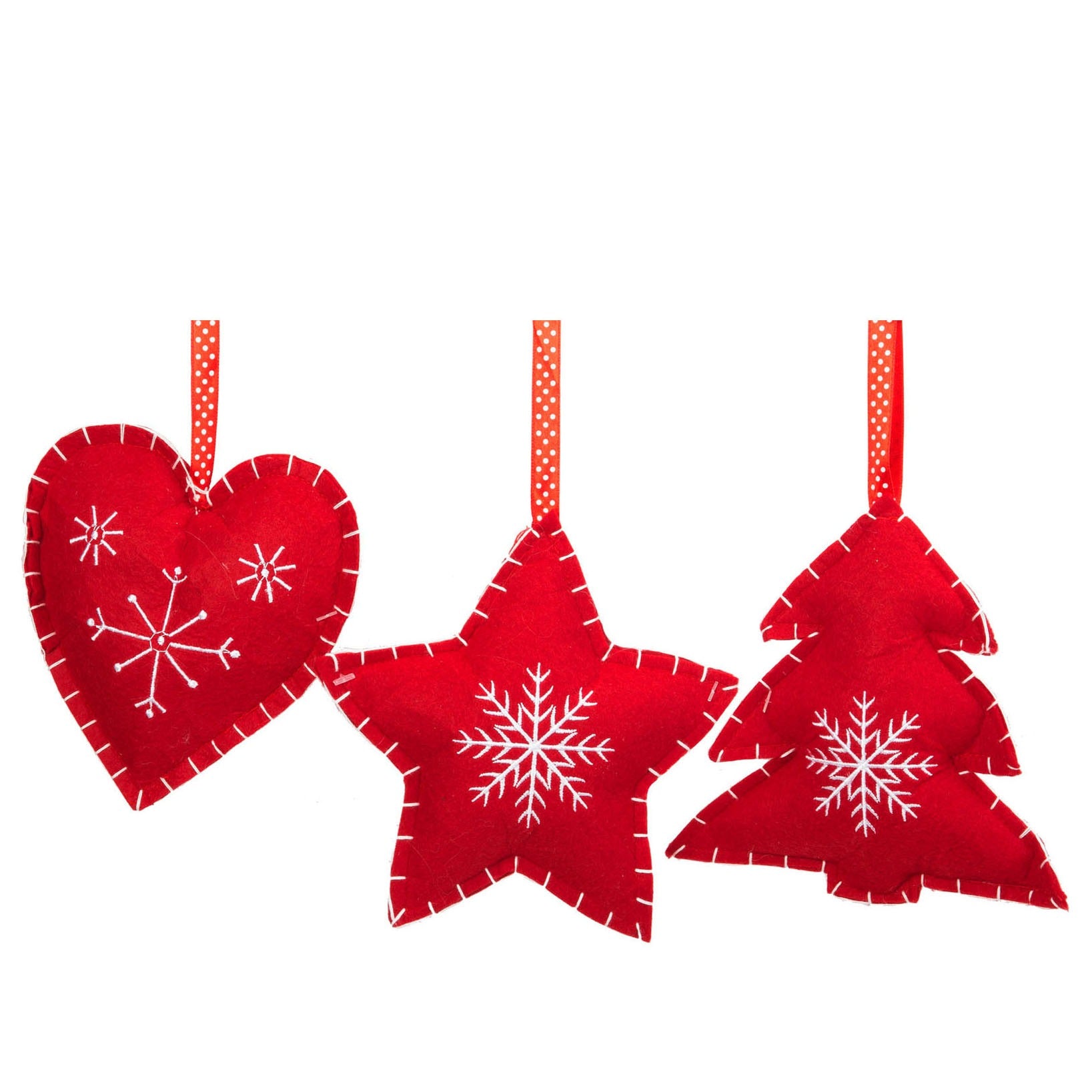 Assorted Red Felt Heart Tree Decoration