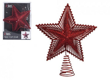 20cm Luxury Tree Top Star Red