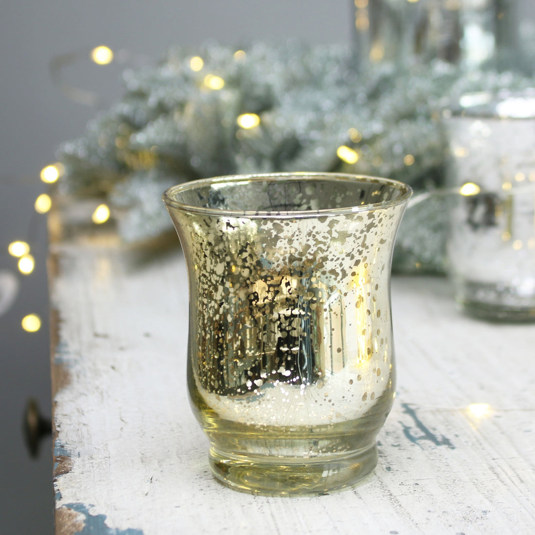 Shiny Speckle Champagne Hurricane Vase