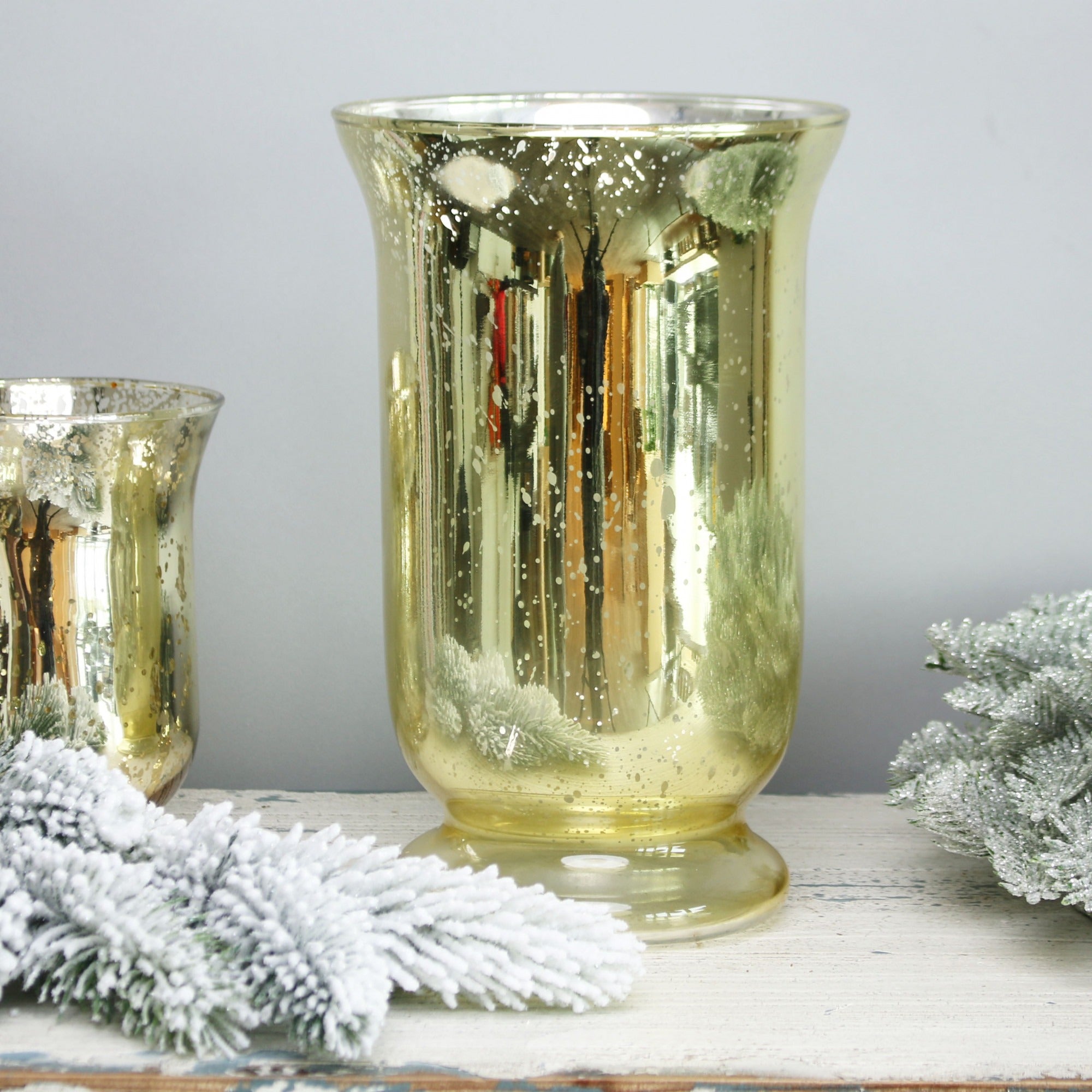 Medium Shiny Speckle Champagne Hurricane Vase