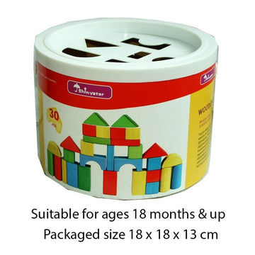 Wood Shape Sorter Bucket (30 Piece)