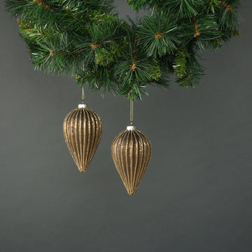 Titania Glass Drop Bauble Gold (Set of 4)