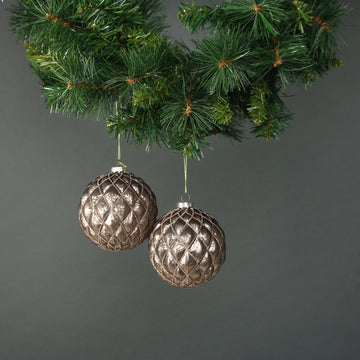 Asteria Glass Quilted Bauble 10cm  (Set of 4)