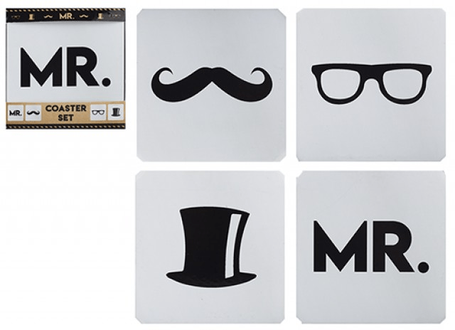 Mr Mans B/W Print Coasters