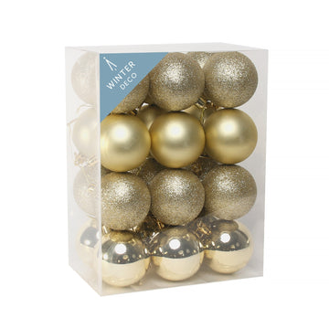 6cm Champagne Shatterproof Baubles (x24)