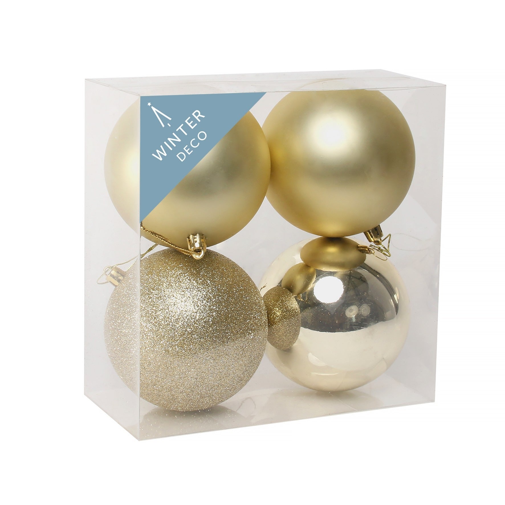 10cm Champagne Shatterproof Baubles (x4)