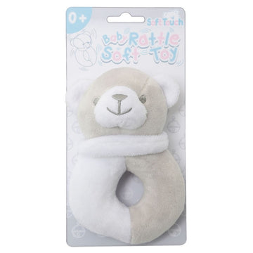 6x Soft Touch - Grey / White Bear Rattle Toy