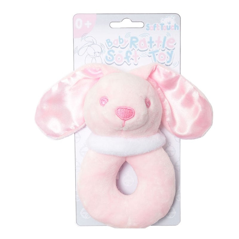 6x Soft Touch - Pink Bunny Rattle Toy