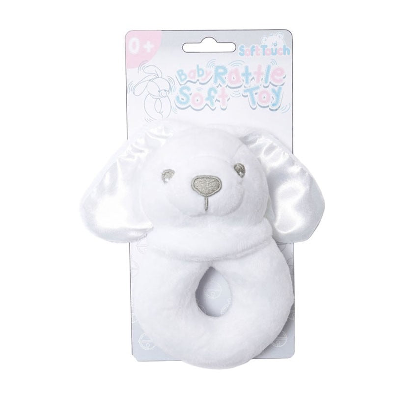 6x Soft Touch - White Bunny Rattle Toy