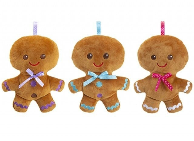 20cm Gingerbread Mini Plush with ribbon loop (4 assorted colours)