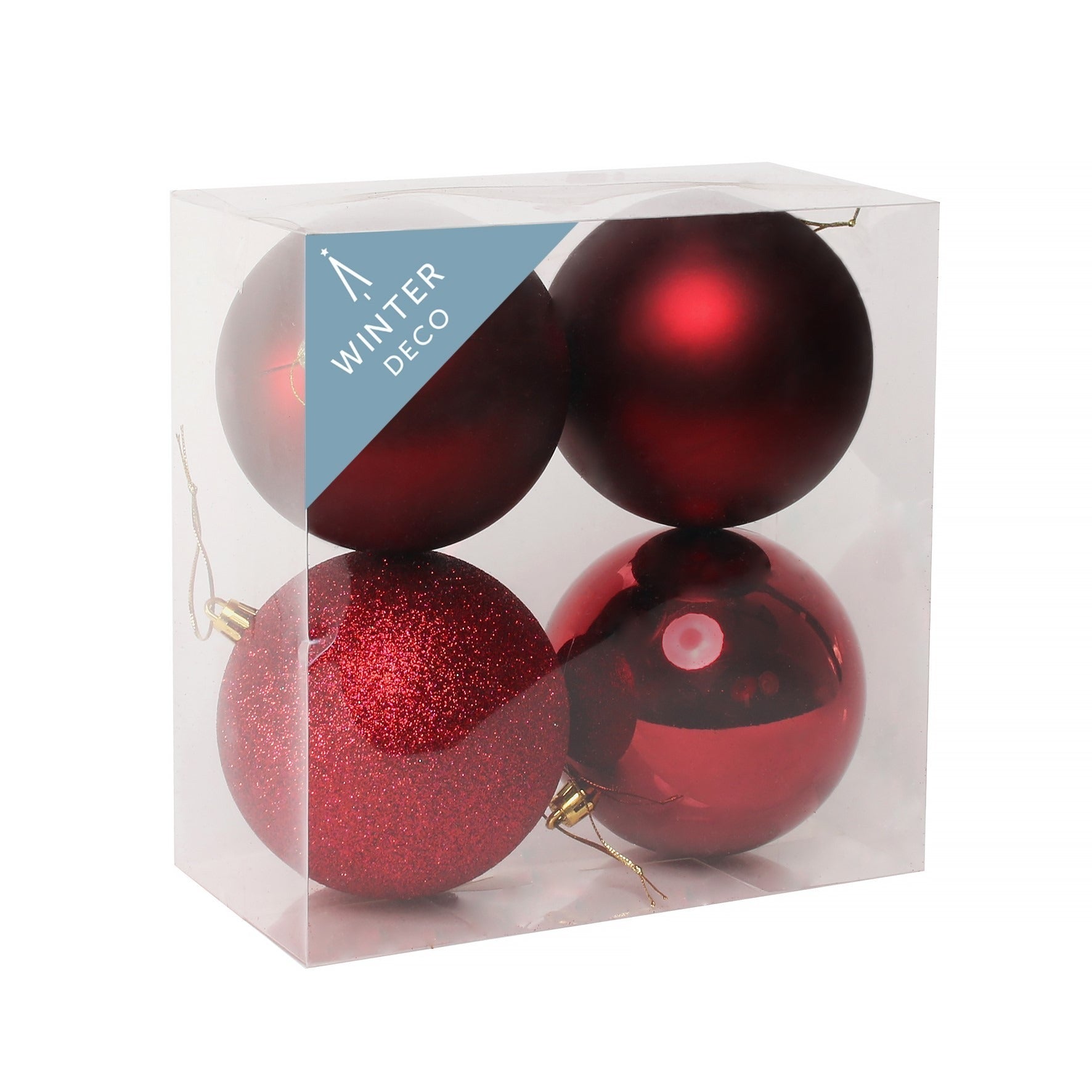 10cm Burgundy Shatterproof Baubles (x4)