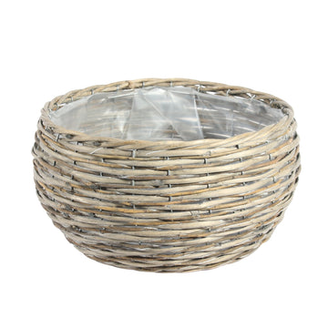 33cm Round Two Tone Unpeeled & Split Willow Basket