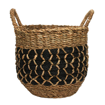 Seagrass & Jute Braided Basket with Handles (35cm)