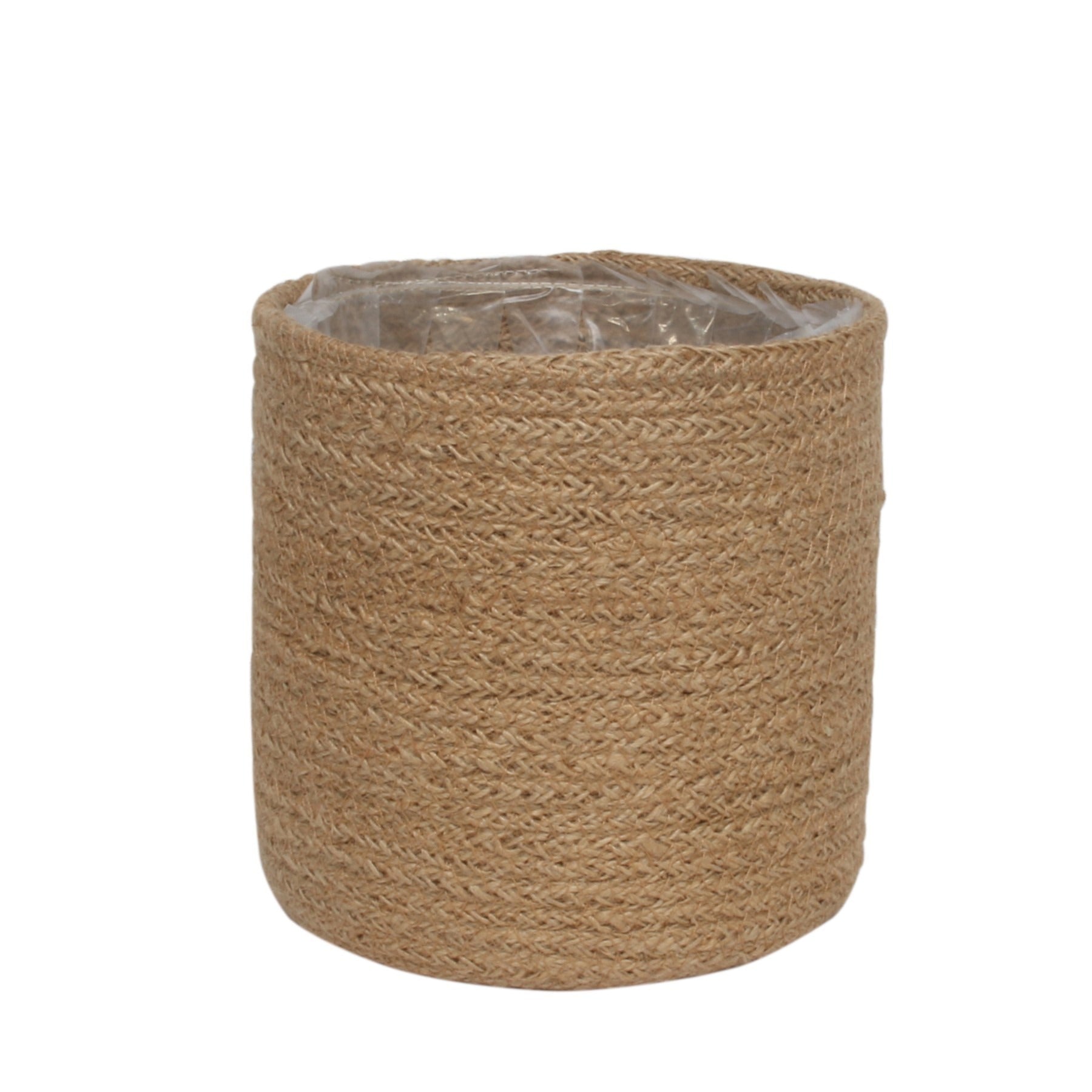 Natural Jute Braided Rope Round Basket w/Liner (16cm)