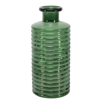 Horizontal Ribbed Bottle Vase - Pear Green (21.5cm x 10cm)