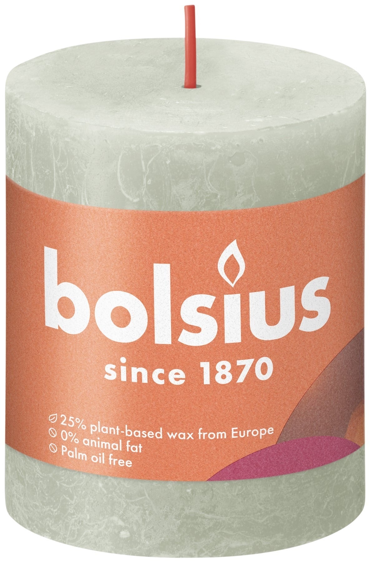 Foggy Green Bolsius Rustic Shine Pillar Candle (80 x 68mm)