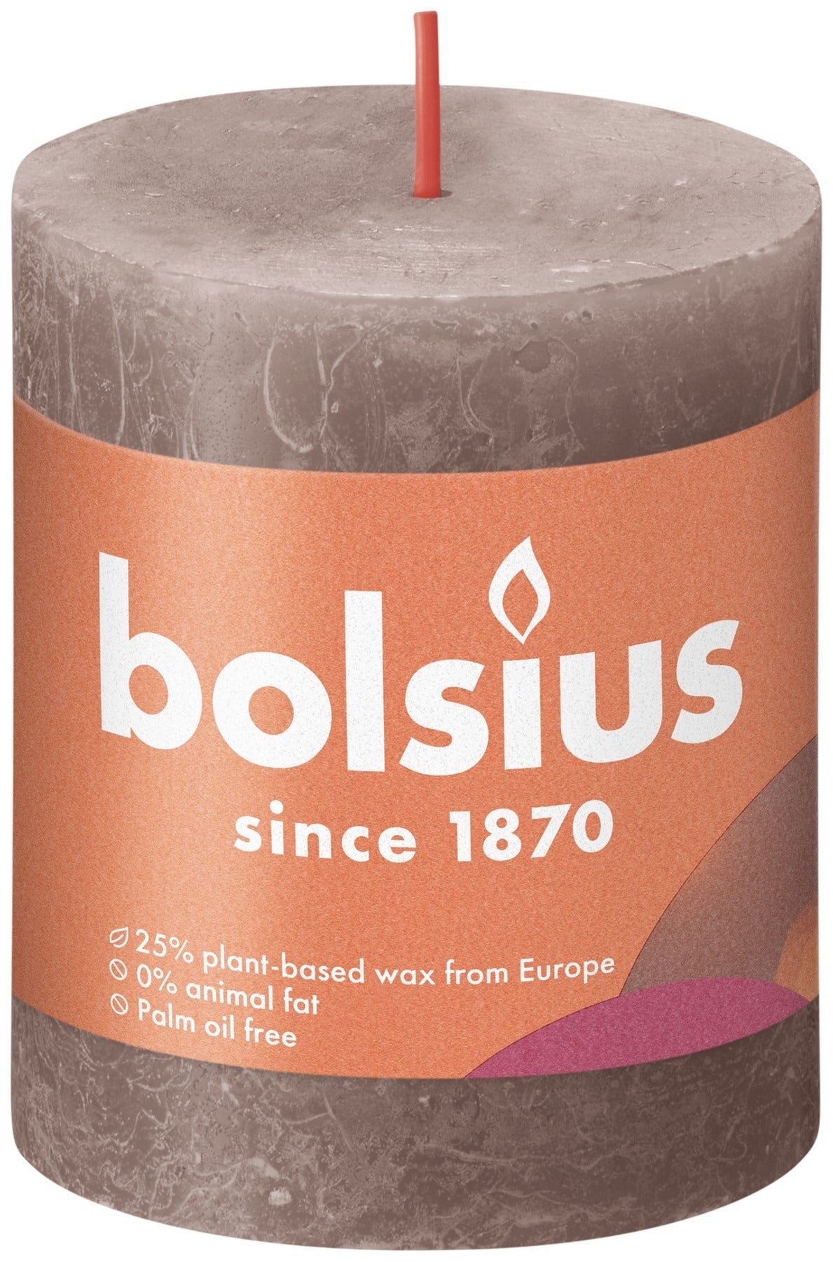 Taupe Bolsius Rustic Shine Pillar Candle (80 x 68mm)