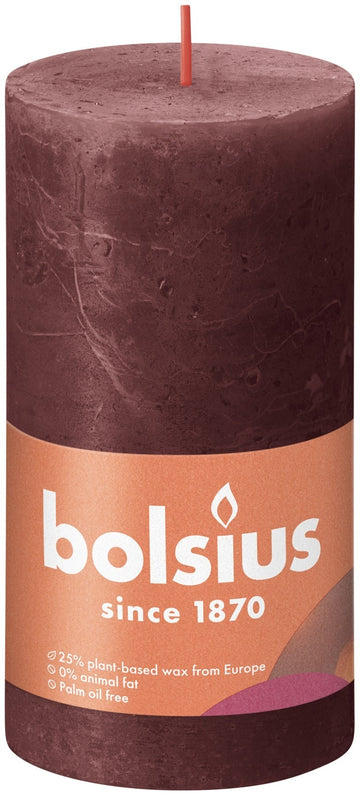 Velvet Red Bolsius Rustic Shine Pillar Candle (130 x 68mm)