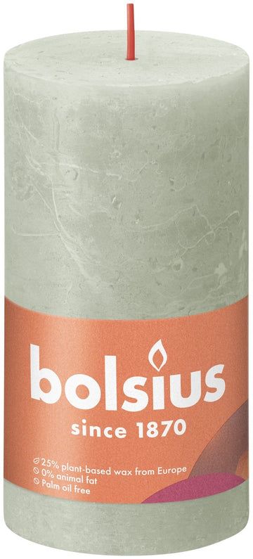 Foggy Green Bolsius Rustic Shine Pillar Candle (130 x 68mm)