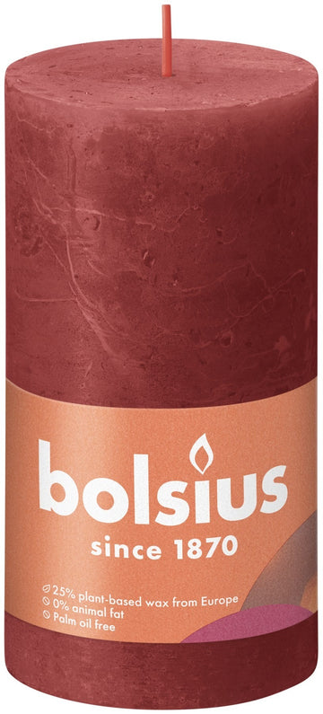 Delicate Red Bolsius Rustic Shine Pillar Candle (130 x 68mm)