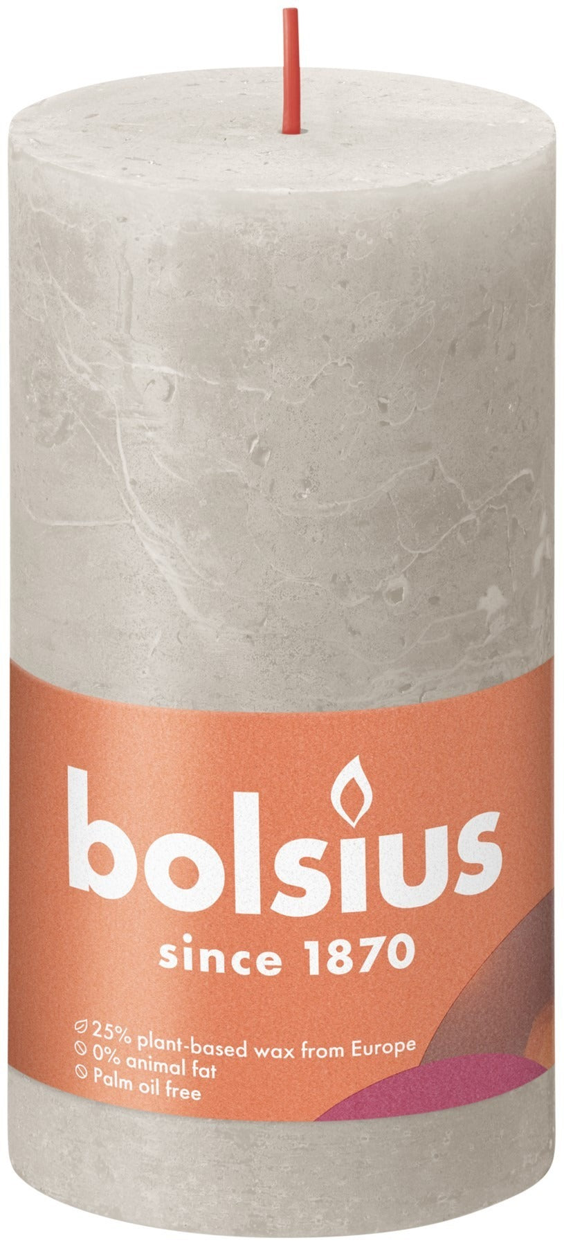 Sandy Grey Bolsius Rustic Shine Pillar Candle (130 x 68mm)