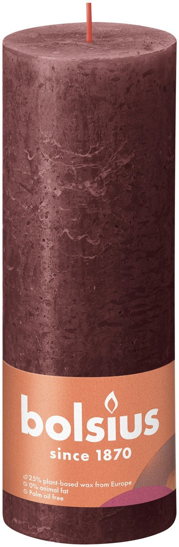 Bolsius Rustic Velvet Red Shine Pillar Candle (190mm x 68mm)