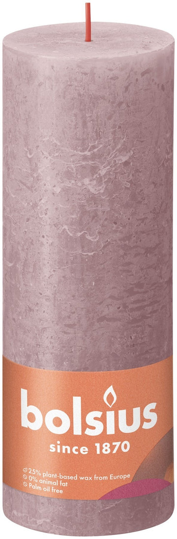 Bolsius Rustic Ash Rose Shine Pillar Candle (190mm x 68mm)