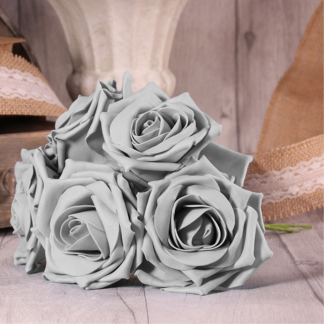 Bunch of 5 Grey Foam Tea Rose