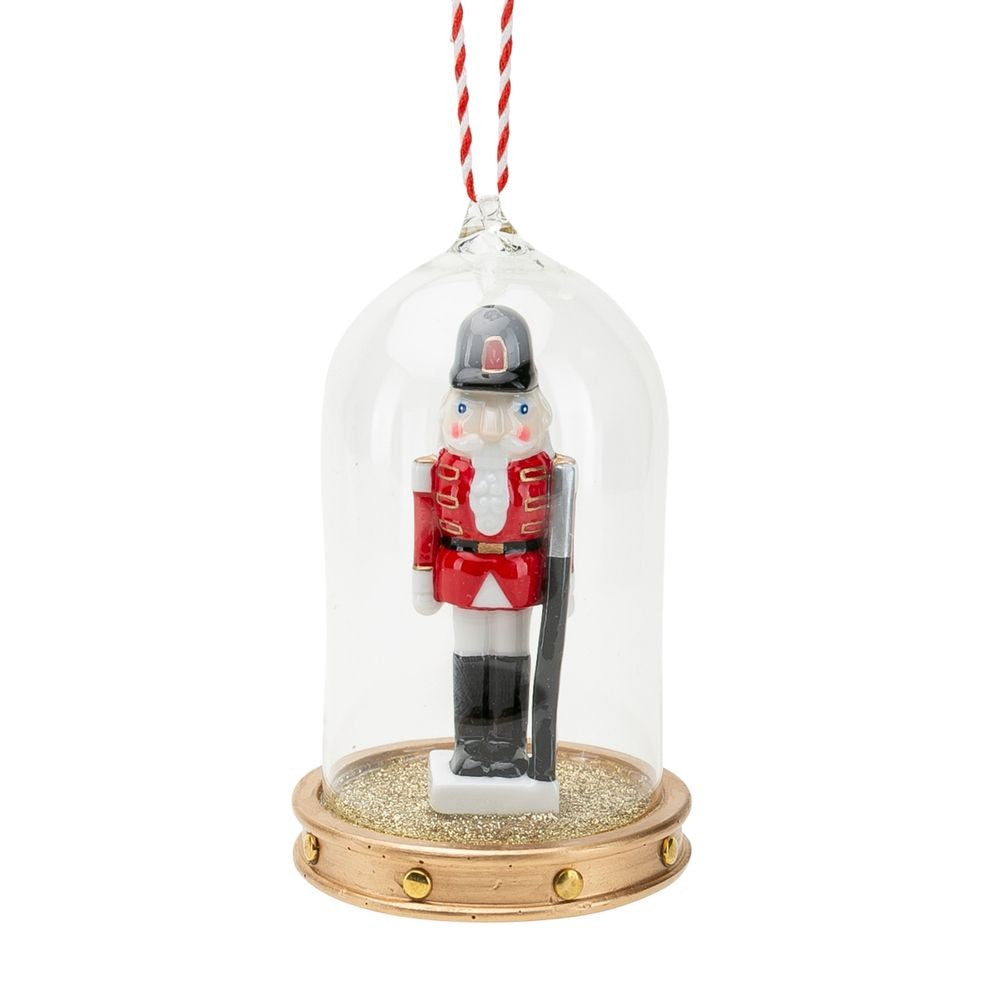 Nutcracker Under a Cloche Hanging Decoration