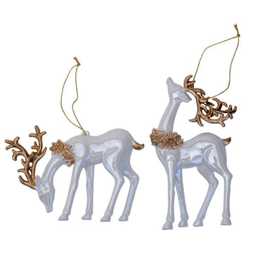 White Glitter Deer Decoration (Assorted Product)