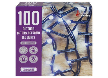 Cold-White Outdoor LED Lights (x100)