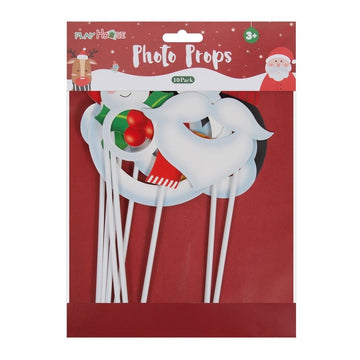 Christmas Photo Booth Props - 10 Pack