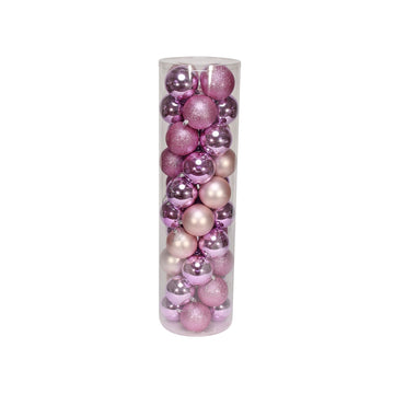 48 Pink Baubles in Matt, Shiny & Glitter Finish (8cm)